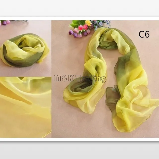 Höstgradient chiffong halsduk mjuk färg match silke halsdukar kvinnor mode sjal lång wrap 160cm mix färger