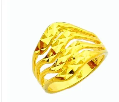 chaming yellow gold wave women ring size 6 7 8 9 (sp3658) df fds f