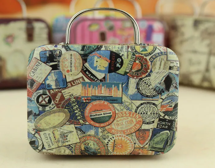 Retro Suitcase Candy Box Sweet Love Wedding Party Gift Jewelry Tin plate Boxes Mix 6 Style New