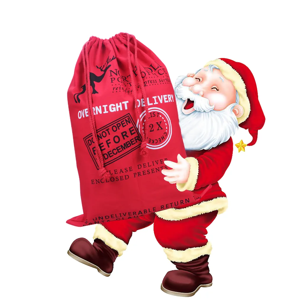 Sacchetti regalo di Natale Grande borsa con coulisse per renne di Babbo Natale in tela di cotone per bambini Spedizione gratuita