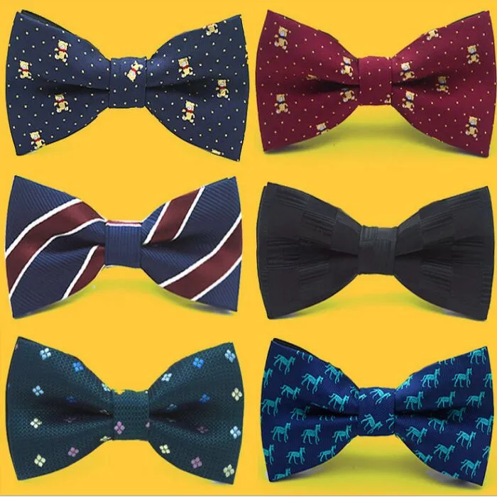 Koreanska Silk Baby Bow Slipsar Jacquard Barnens Bowtie Justera spännen Mäns Bowknot 49 Färger Neck Tie Yrkesmässigt Slips för julklapp