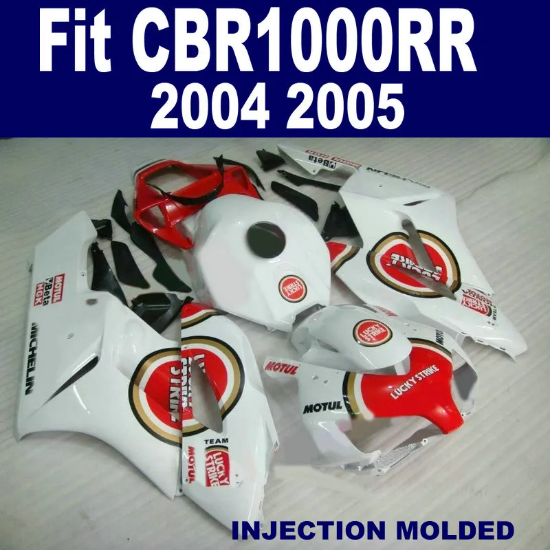 HONDA 2004 2005 CBR 1000 RR 흰색 빨간색 LUCKY STRIKE 페어링 키트 CBR1000RR 04 05 플라스틱 페어링 XB60 용 사출 금형 ABS 바디 키트