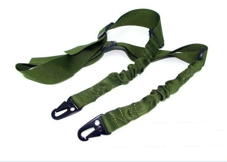 Tactical 2 Zwei-Punkt-Gewehrgurt Verstellbarer Bungee Tactical Airsoft Gun Strap System Paintball Gun Sling für Airsoft Jagd