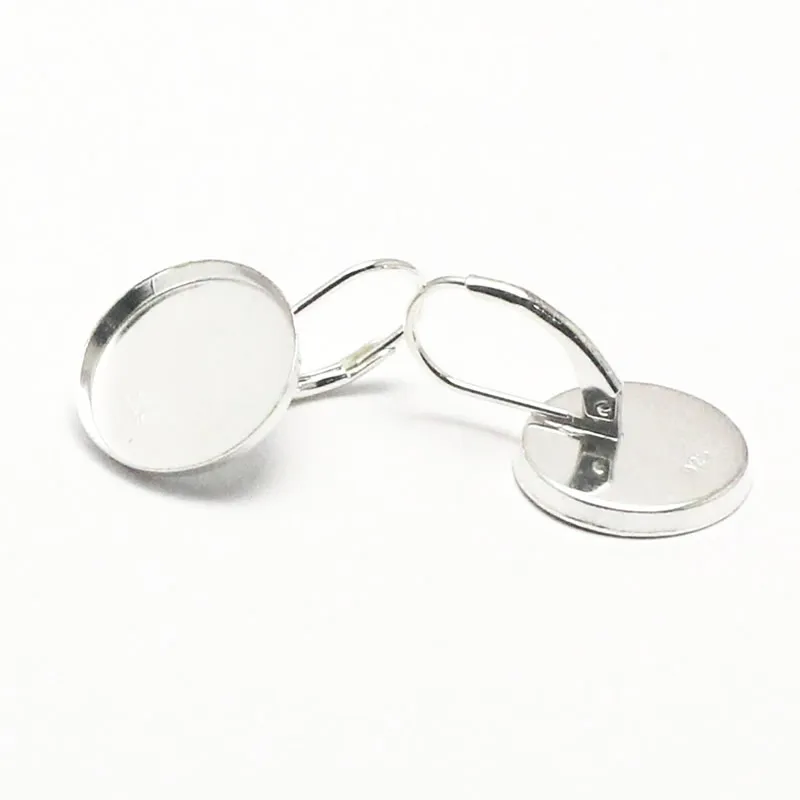 Beadsnice Sterling Silver Earring Bezel Fack 14 mm Blankor Bezel Örhängen Bricka innerdiameter 13 mm ID 27046