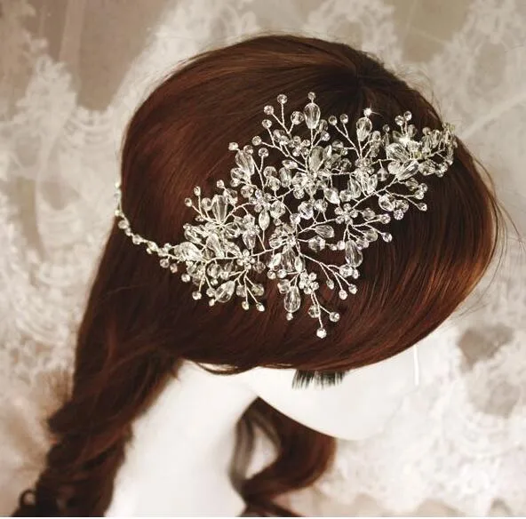 Splendido cristallo da sposa diademi nuziali corona gioielli capelli da sposa 2015 copricapo da sposa accessorio capelli indossare accessori capelli headd1521648