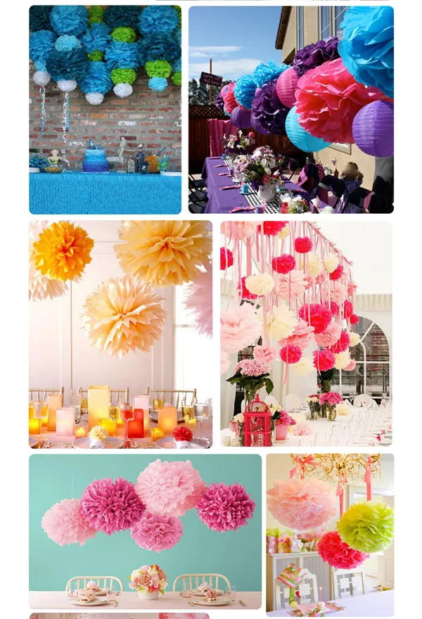 Flores de papel Flores Artificiais Buquê De Casamento De Papel Novo Papel Tissue Pompons Para O Bebê Sala de estar Decoração de Casamento Festa Casa Pompoms