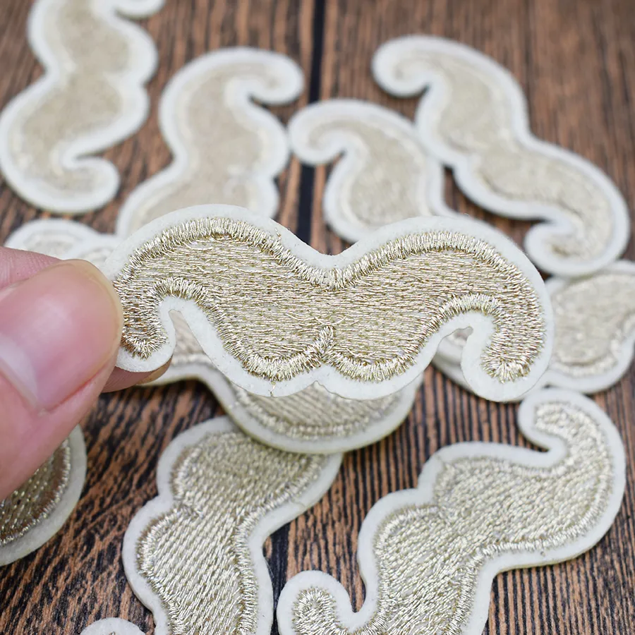 White Mustache Patches for Clothing Bags Iron on Transfer Applique Patch for Jacket Jeans DIY Sew on Embroidery Badge