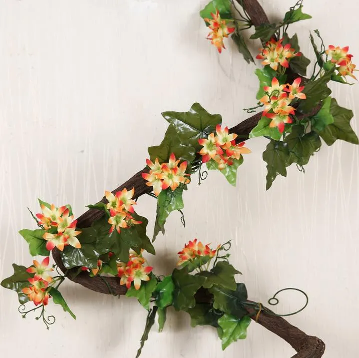 Wisteria Vine flower Rattan Artificial Flower Silk Flower for air-condition channel Decoration Garland and Home Ornament HH09