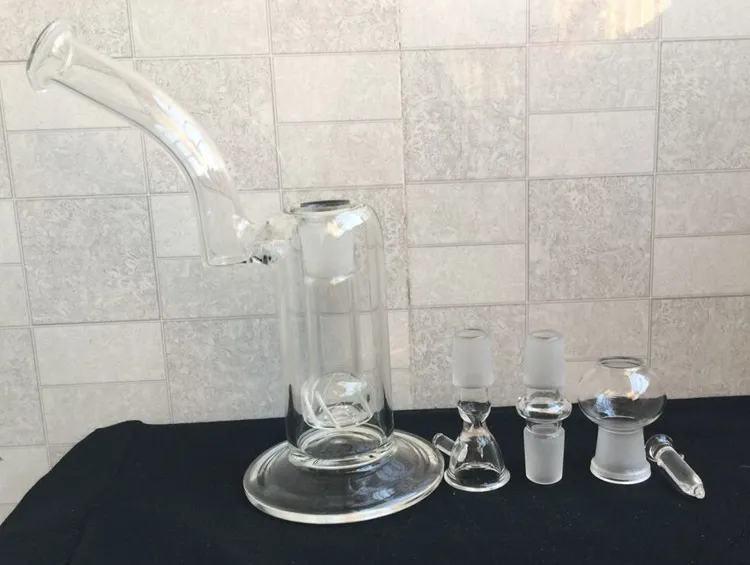 18CM Effacer bong 18.8MM Joint Deux Fonctions bongs en verre Bubbler Soufflé À La Main Vase En Verre perc Percolateur D'eau Tuyau