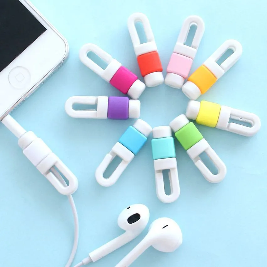 Großhandel Candy Color Kopfhörer Kabelschutz Cord Saver Winder Abdeckung für Apple Iphone Kopfhörer Alle Arten von Kopfhörern