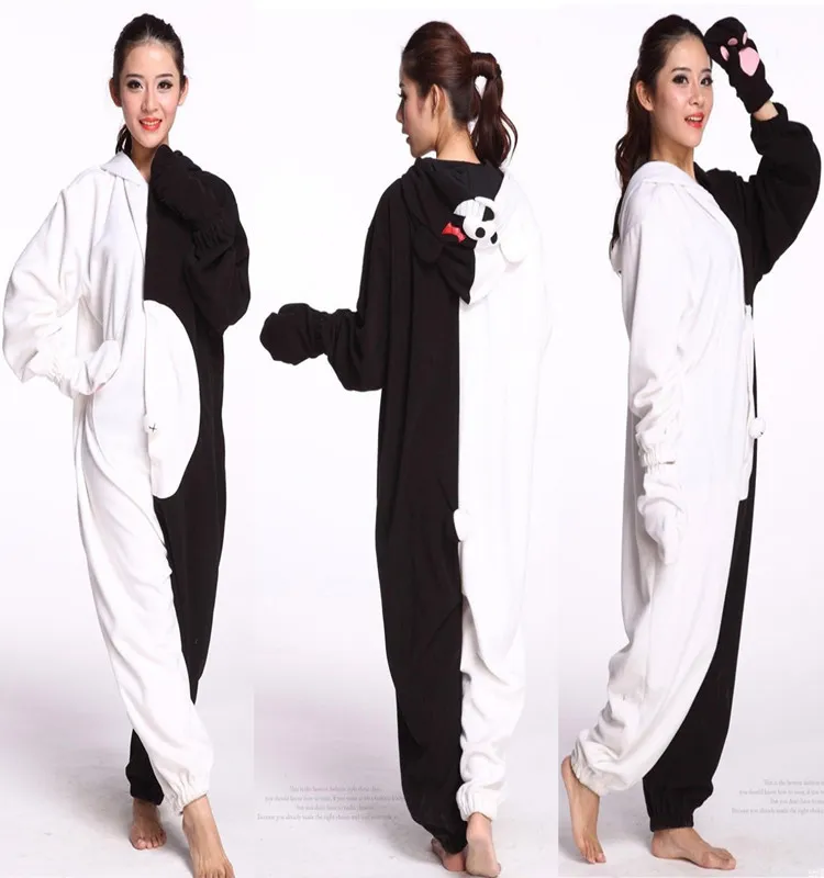 ハロウィーンとカーニバルコスチュームアダルトコスプレDanganronpa MONOKUMA BEA BEA KIGURUMI ONES PAJAMAS JUMPSUITパーカーコスプレ服