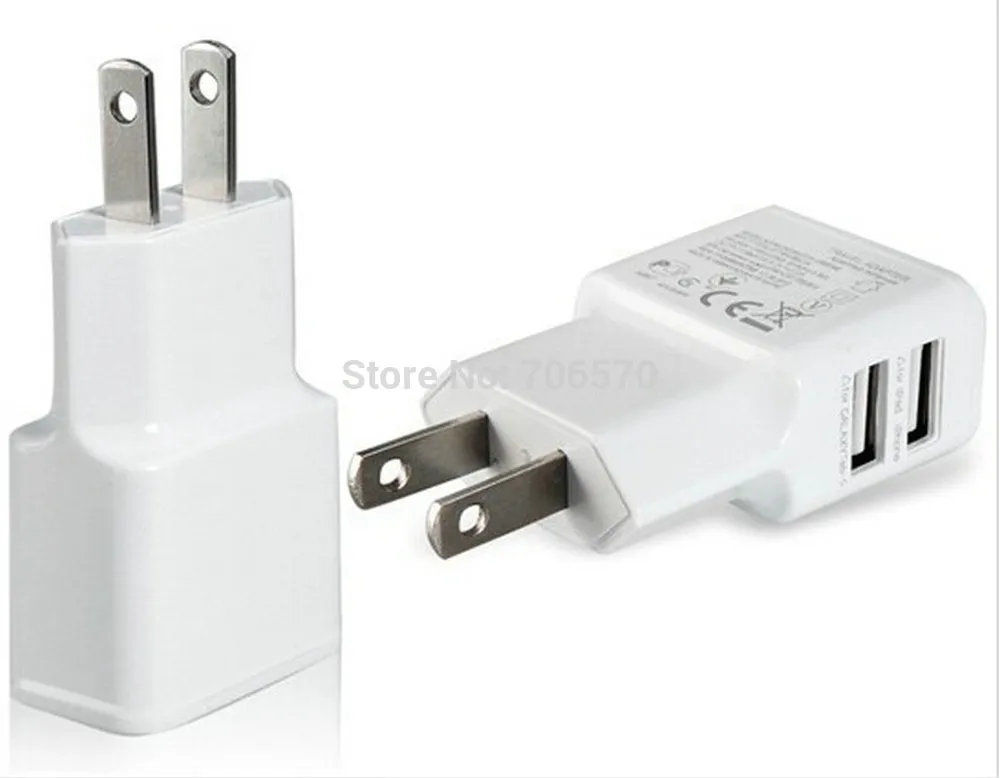 Com número de rastreamento Real 5V-2A Dual USB Portas US Carregador de Parede Adaptador EUA AC Carregadores para Samsung para iPhone para HTC para MOTO