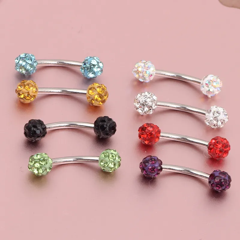 E10 Eyebrow Ring lot Mix 10 Farbe Shamballa Disco Ball Augenbrauenstud