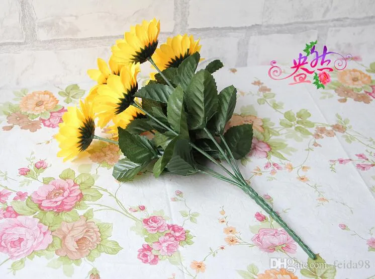 Single Simulation Sunflower Silk Flowers Kunstbloemen Zitkamer Versiering Zet de Bloem Art Th005