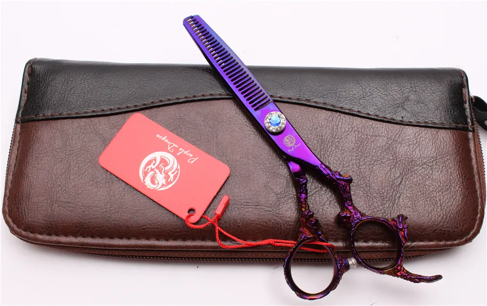 Z9005 6quot 440C Purple Dragon Forbici professionali capelli umani di alta qualità Barbers039 Forbici da parrucchiere Taglio Thinnin7813196