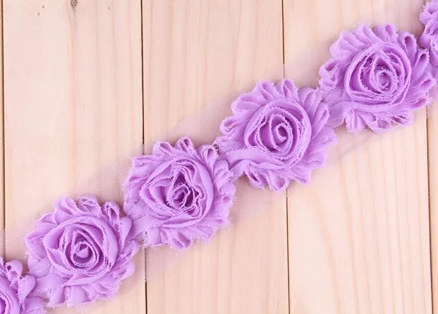 25 Quot Chiffon Flower Trim Chic Shabby Flower Trim Fraying Rosettes Diy Baby Children Hair Accessories 10ヤードロットBy00005521913