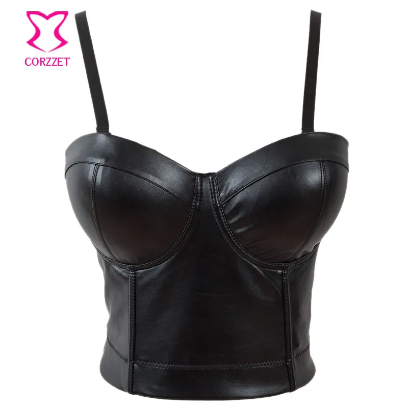 Sexy Vinyl PU Leather Bralette Push Up Bra Ladies Dance Wear