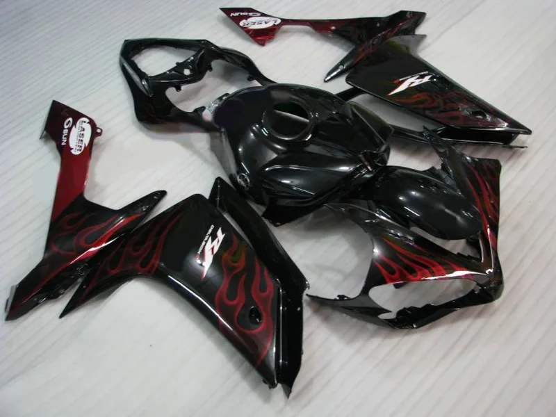 Red flames fairings + tank cover for 2007 2008 YAMAHA R1 fairing kit yzf r1 07 08 Injection molding 5L14