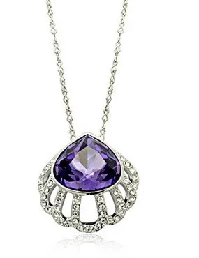 Damenhalskette mit violettem Diamant-Herzanhänger (xysppfh)