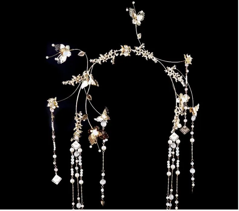 The new Chinese bride headdress costume tassel Coronet wedding show jewelry jewelry bride hair Coronet wo2481