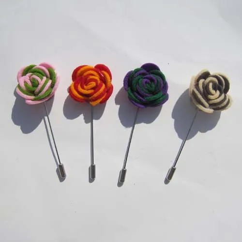 Double color Felt flowers lapel pin brooch pins for your choice 