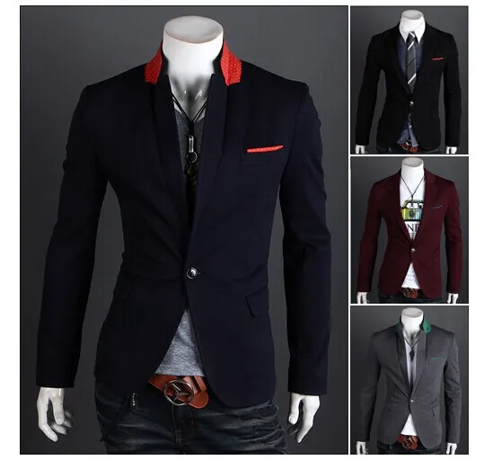 Mens Casual Suits Slim Fit Stylish Korean Coats Suit Blazer Jackets ...