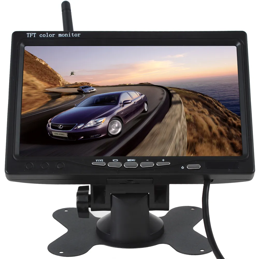 Parcheggio auto 100M 2.4G telecamera posteriore wireless Telecamera di backup a 120 gradi + 7 pollici 800 * 480 TFT LCD Mini monitor retrovisore auto