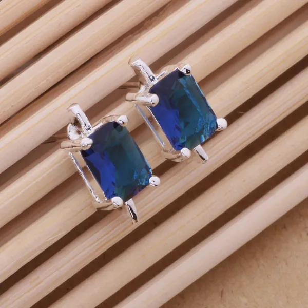 Moda fabricante de jóias muito azul/rosa/preto/branco Brinco de diamante 925 Sterling Silver Jewelry Factory Fashion Brincos