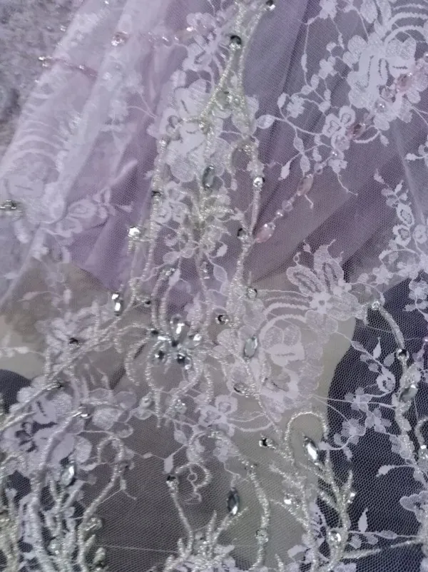 Hoge Kwaliteit Kralen Avondjurken Luxe Lavendel Kant Mermaid Avondjurken Sheer Jewel Neck Beads Sequin Crystallen Borduurwerk Prom Dress