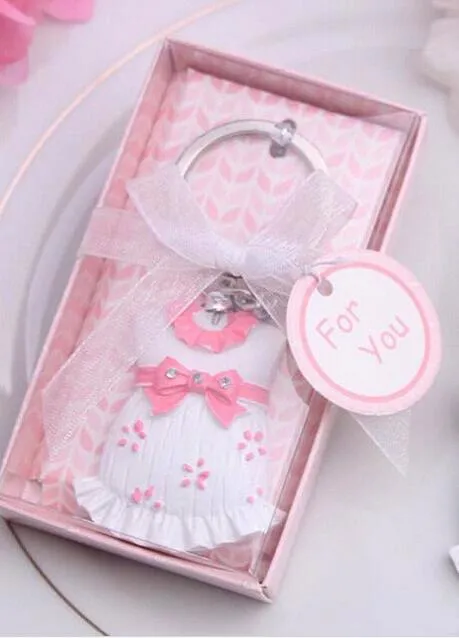 Baby Shower Gift Cute Resin Baby Clothes Key Chain Blue Keychain for boy pink for girl