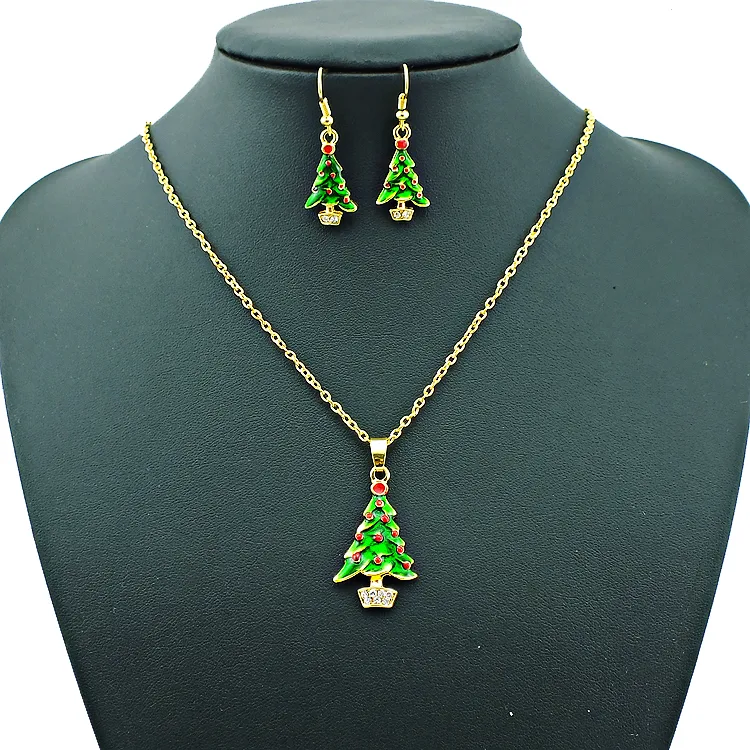 New Arrival Fashion Jewelry Sets Gold Plated White Rhinestone Christmas ...