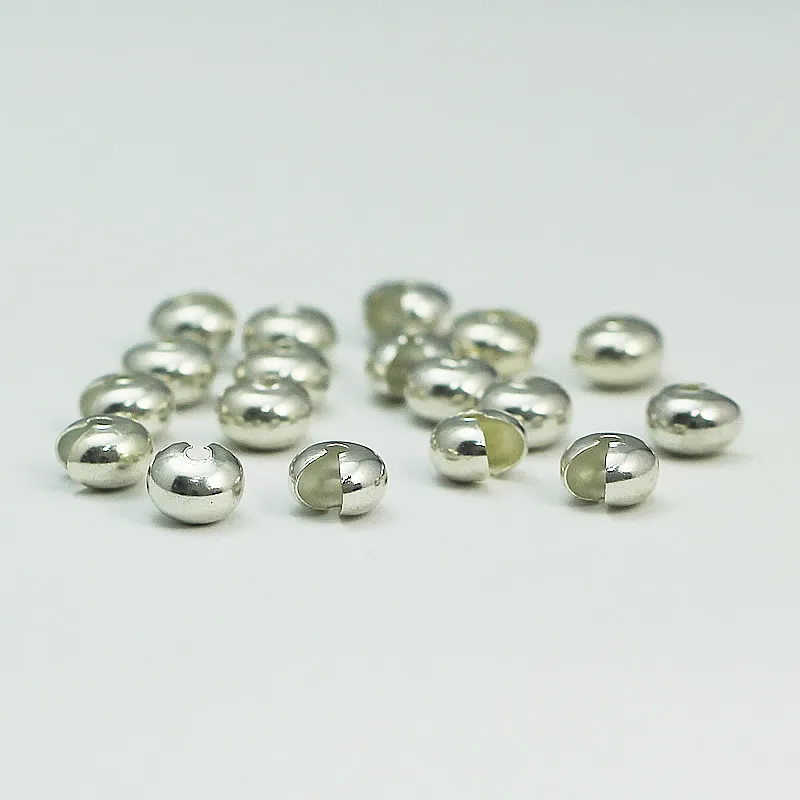 Beadsnice 6mm brass crimp covers silver toned crimp bead cover jewelry findings wholesale ID 25365