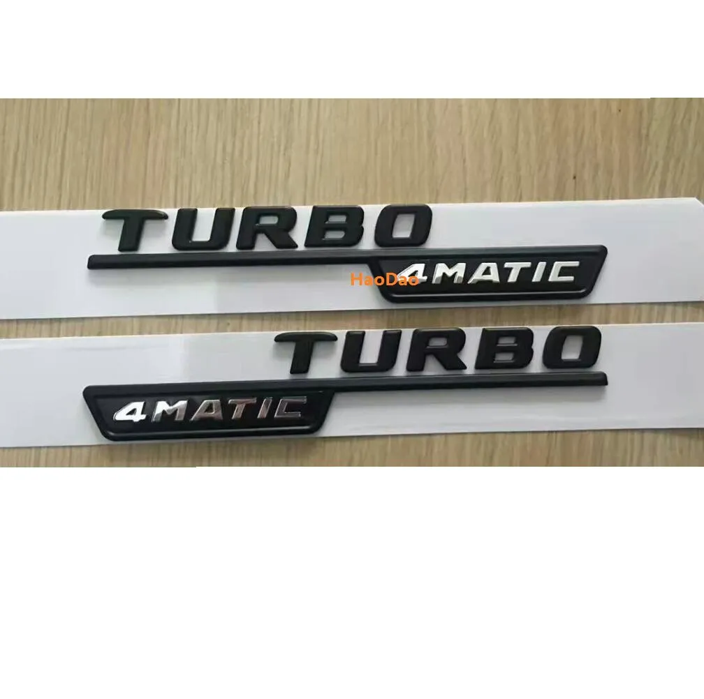 Svart Turbo 4matic Letters Trunk Emblem Badge Sticker för Mercedes Benz AMG