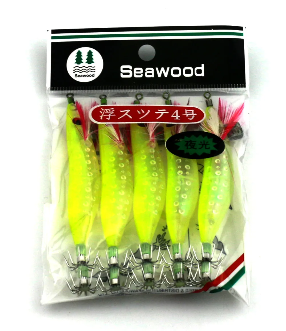 Hengjia pêche à pêche squid jig hameçons 10cm / 9g de crevettes de bois artificiels Bait de crevette en plastique