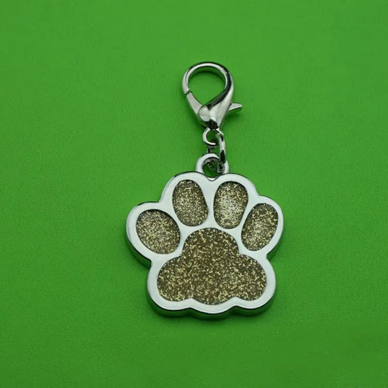 Lovely Dog Paw Footprint Alloy Pet Dog Cat ID Card Tags Necklace Ornaments With Hook Pet Jewelry Pendant ZA5430