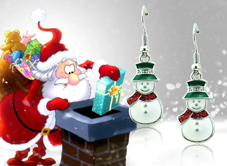Charms orecchini di alta qualità Moda ciondola la sciarpa di strass Natale pupazzo di neve orecchini le donne Regali di Natale gioielli