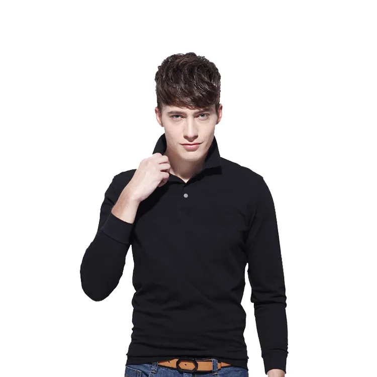 Otoño e invierno, nueva camiseta polo informal holgada de algodón de cocodrilo de alta calidad para hombre, camiseta de manga larga con solapa de talla grande