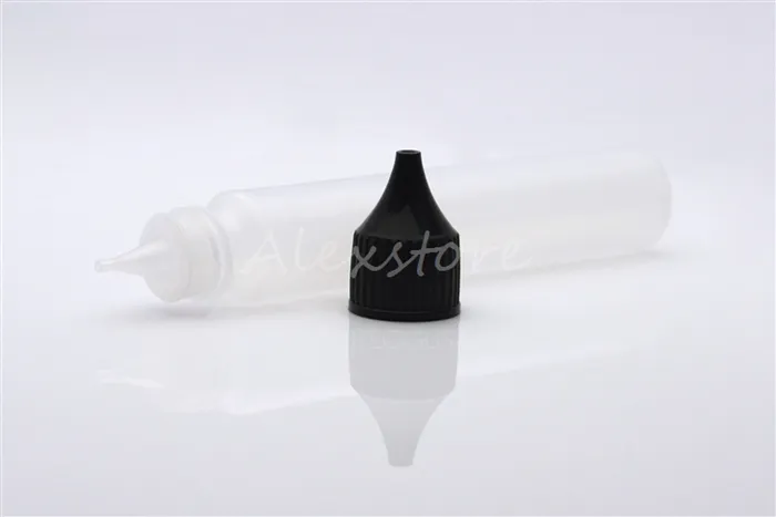 30 ml puste butelki Slim Pen Style Eliquid e sok olej z plastikowy PE butelka długą cienką końcówkę kropla butelka biała czarne czapki dhl