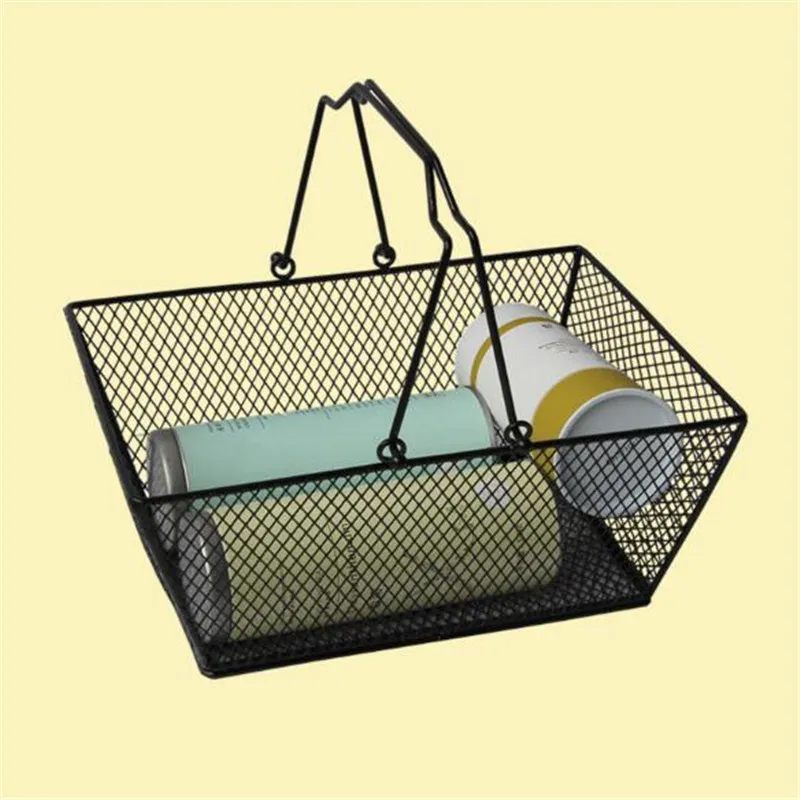 Nya shoppingkorgar för kosmetika, pulverlackerad bastket för kosmetikaffär Wire Mesh Basket med metallhandtag Gratis frakt