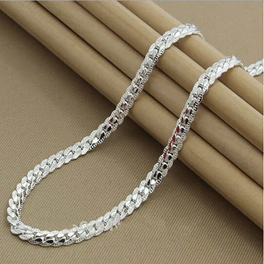 Whole-Fashion High quality brand new womens mens male female 925 Sterling silver Necklace Necklaces Pendant chain Link Pendant208S