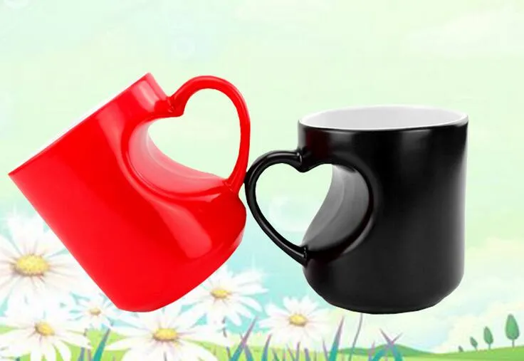Love Cup Beker voor Minnaars 350ml met rode en witte kleur Keramiek Koffiekop C01