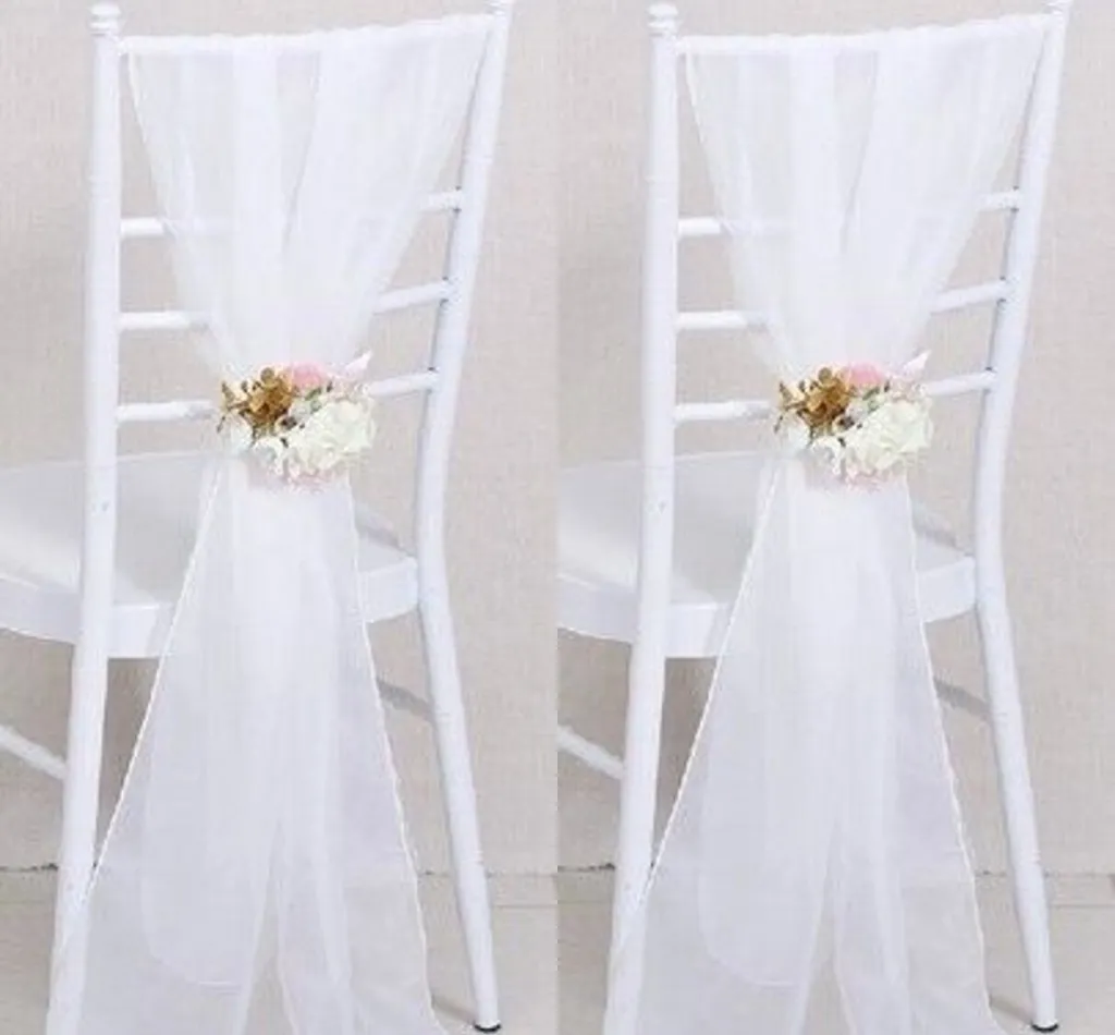 2017 дешевые образец свадебного стула белые белые свадебные стул ленты марля задний стрелок задняя часть стула украшения охватывает вечеринку свадьбы