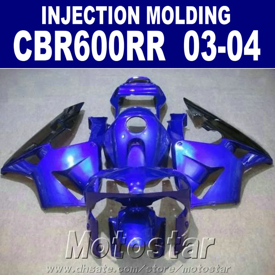 Högkvalitativ formsprutning för Honda Fairing Kits CBR 600RR 2003 2004 CBR600RR 03 04 Kroppsreparation Blue Fairing Parts VSRB