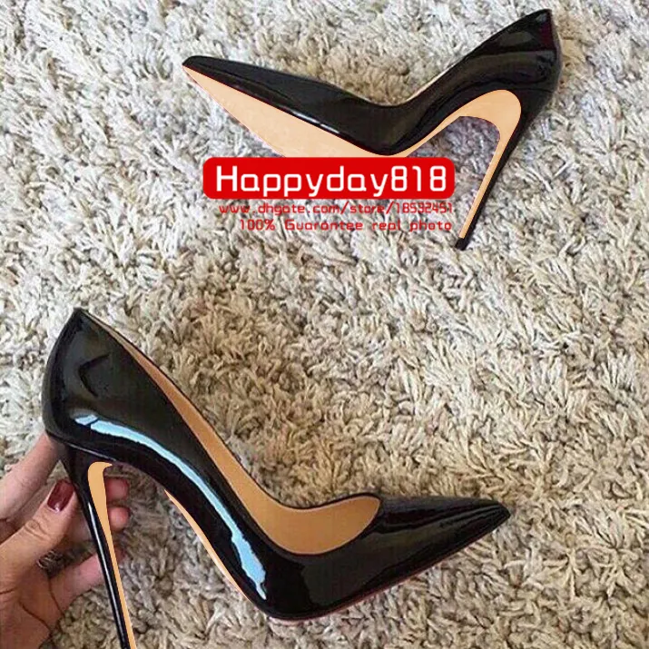 Casual Designer Sexy Dame Mode Vrouwen Schoenen Zwart Patent Lederen Pointy Teen Stiletto Stripper Hoge Hakken Cone Heeled Prom Avond Pumps Laarzen Groot Maat 44 12 cm