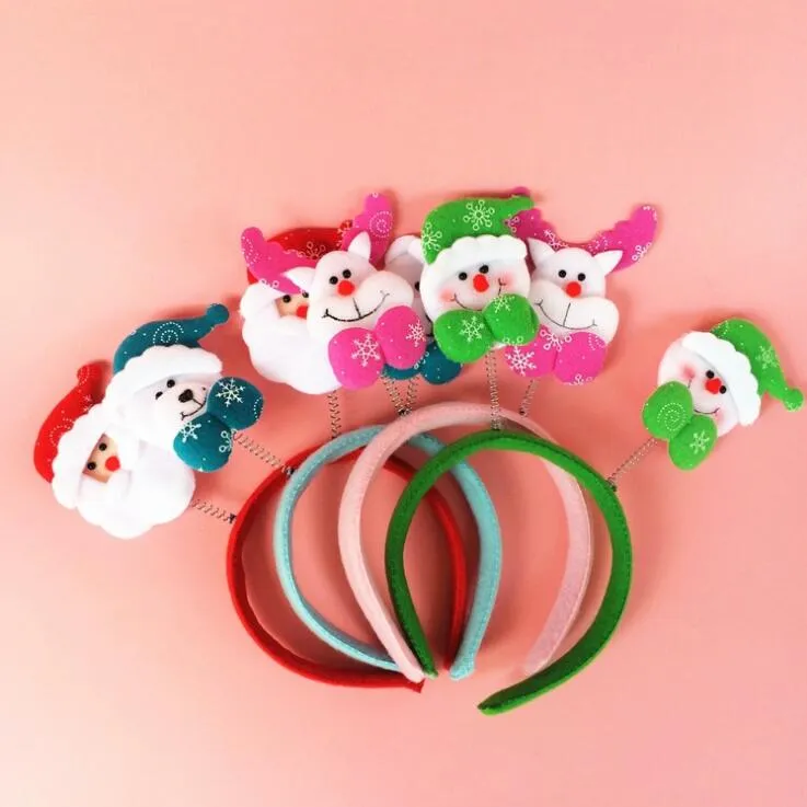 Tête de Noël boucle Noël tissu art cadeaux enfants cadeaux de vacances cheveux cerceau décorations livraison gratuite CH01005