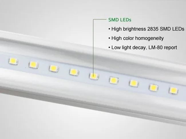 T8 LED 튜브 조명 24W 3FT 통합 V 자형 양면 270º 빔 각도 높은 밝은 SMD2835 AC85-265V 정전류