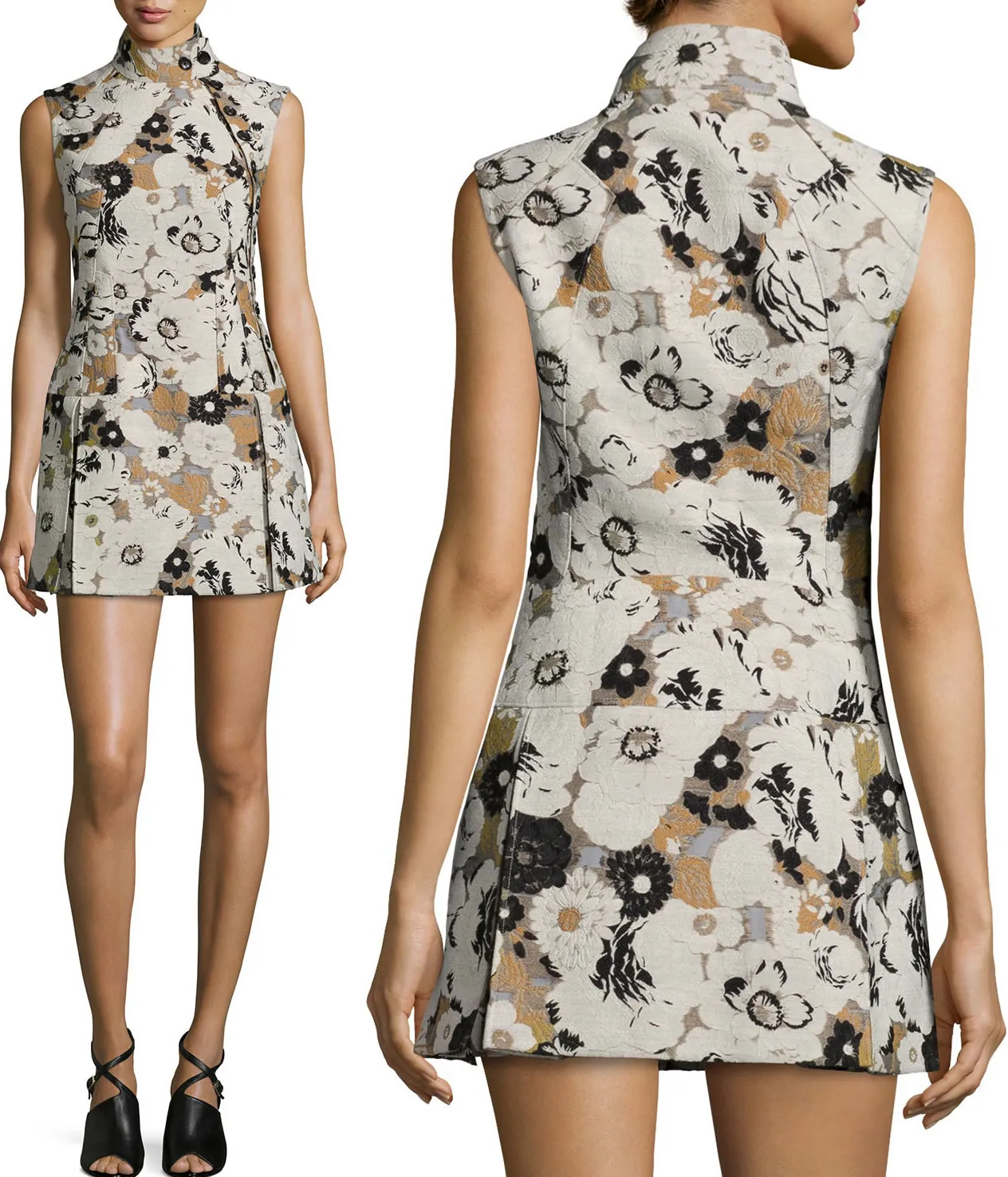 Vestido tubo de mujer con estampado de moda Vestidos sin mangas con cuello levantado novedoso 15100814