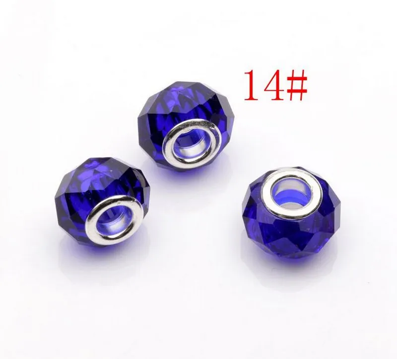 l Faceted Crystal Glass Big Hole Beads Fit Charm Bracelets 20 - color269e