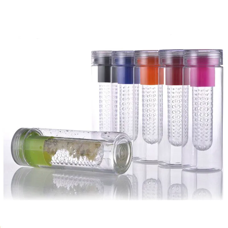 새로운 도착 BPA 트 리 탄 과일 Infuser 물 병 800ML 에코 frindly 스포츠 음료 레몬 주스 보틀 보온병 Drinkware 5Pcs / Lot