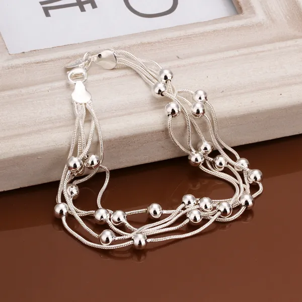 Gratis frakt med spårningsnummer Toppförsäljning 925 Silver Armband Light Bead Snake Chain Armband Silver Smycken 20stCheap 1793